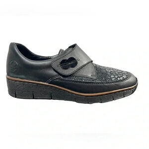 Rieker Glucksburg Velcro Black Brown Shoes  Size 39/8.5